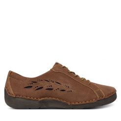 Półbuty Josef Seibel. Brązowe półbuty damskie Josef Seibel, bez wzorów, bez obcasa, na płaskiej podeszwie, bez zapięcia. Za 429.99 zł.