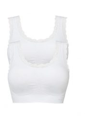 Biustonosz bezszwowy bustier Feel comfort (2 szt.). Białe biustonosze bonprix, bez wzorów, z koronki. Za 84.99 zł.