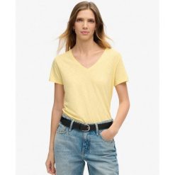 Koszulka z haftem V w slubie. Żółte koszulki sportowe damskie Superdry, bez wzorów, z bawełny, bez ramiączek. Za 124.30 zł.