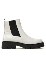 Caprice Botki 9-25413-43 Biały. Białe botki damskie Caprice, bez wzorów, ze skóry, bez obcasa, na płaskiej podeszwie, bez zapięcia. Za 248.99 zł.