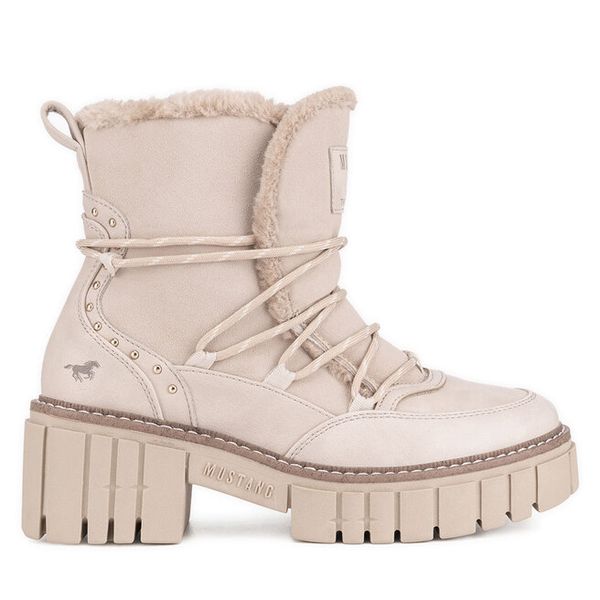 Trzewiki Mustang. Brązowe botki damskie Mustang, bez wzorów, bez obcasa, na płaskiej podeszwie, bez zapięcia. Za 293.99 zł.