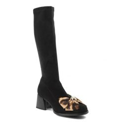 Czarne Kozaki S.Barski Eleganckie Obuwie Damskie Z Kokardą. Czarne kozaki damskie S.BARSKI, bez wzorów, bez obcasa, na obcasie, bez zapięcia. Za 237.99 zł.