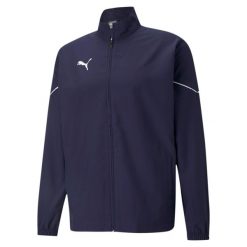 Kurtka do piłki nożnej męska Puma teamRISE Sideline. Niebieskie kurtki męskie Puma, l, bez wzorów, bez kaptura. Za 125.99 zł.