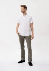 Spodnie chino, Regular Fit, R-PETRO. Zielone eleganckie spodnie męskie Volcano, z aplikacjami, z bawełny, eleganckie. Za 179.99 zł.
