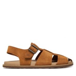 Sandały Fly London. Brązowe sandały męskie Fly London, bez wzorów, bez zapięcia. Za 589.99 zł.