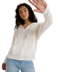 Bluza z kapturem dla Kobiety DESTINATION SURF Biały. Białe bluzy damskie Roxy, s, bez wzorów, z bawełny, bez ramiączek, z kapturem. Za 219.99 zł.