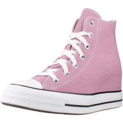 Buty CONVERSE CHUCK TAYLOR ALL STAR CLASSIC WEDGE PLATFORM Rose. Czerwone obuwie trekkingowe damskie Converse, z tkaniny, bez zapięcia. Za 405.39 zł.
