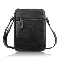 Saszetka męska skórzana na ramię klasyczna czarna mała funkcjonalna Paolo Peruzzi SL-03-BL. Czarne saszetki i nerki męskie bez wzorów, ze skóry. Za 199.00 zł.