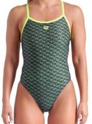 Strój do pływania Arena Monogram Dark Sage Challenge Back. Zielone stroje kąpielowe damskie ARENA, bez wzorów, z materiału. Za 209.00 zł.