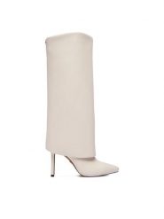 Nine West Kozaki CEO-SAIDA-01 Écru. Kozaki damskie Nine West, bez wzorów, z materiału, bez obcasa, na szpilce, bez zapięcia. Za 359.99 zł.