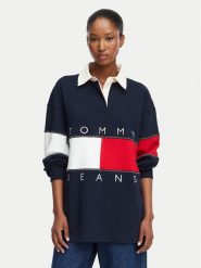 Tommy Jeans Bluza Tjw Ovs DW0DW22827 Granatowy Oversize. Niebieskie bluzy damskie Tommy Jeans, m, bez wzorów, z bawełny, bez ramiączek, bez kaptura. Za 449.99 zł.