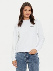 Guess Jeans Bluza W4YQ07 KC811 Biały Regular Fit. Białe bluzy damskie Guess Jeans, xs, z aplikacjami, z bawełny, bez ramiączek, bez kaptura. Za 209.99 zł.