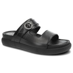 Czarne Klapki Chebello Wygodne Skórzane Buty. Czarne klapki damskie CheBello, bez wzorów, ze skóry, eleganckie, bez obcasa, bez zapięcia. Za 249.00 zł.