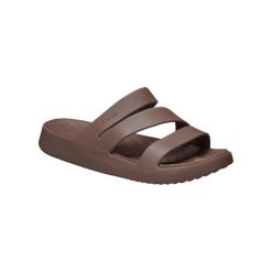 Klapki Crocs Getaway Strappy Z Klapkami Damskie. Brązowe klapki damskie Crocs, bez wzorów, bez obcasa, bez zapięcia. Za 173.10 zł.