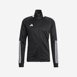 Bluza treningowa do piłki nożnej ADIDAS Sereno. Czarne bluzy damskie Adidas, xl, bez wzorów, z dresówki, bez ramiączek, bez kaptura. Za 119.99 zł.