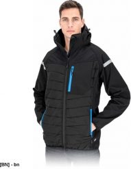 Pikowana kurtka ochronna ocieplana męska stójka odblaski 4 cztero kierunkowy stretch elastan zamek SOFTSHELL FLEXSHELL XL. Brązowe kurtki sportowe męskie Reis, m, bez wzorów, z elastanu, bez kaptura. Za 168.97 zł.