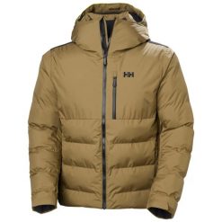 Kurtka puchowa Helly Hansen Kvitfjell. Brązowe kurtki sportowe męskie Helly Hansen, l, bez wzorów, z dzianiny, bez kaptura, narciarskie, primaloft. Za 1,451.00 zł.
