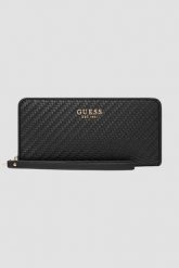 GUESS Czarny duży damski portfel Mirema Slg Large. Czarne portfele damskie Guess, ze skóry ekologicznej. W wyprzedaży za 224.99 zł.
