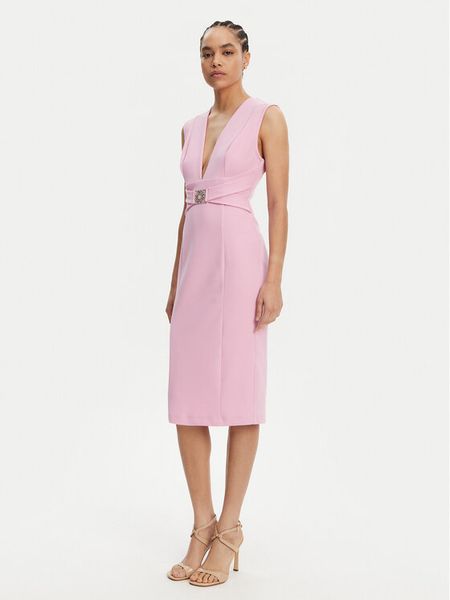 Rinascimento Sukienka koktajlowa CFC0123769003 Różowy Regular Fit. Czerwone sukienki damskie Rinascimento, s, bez wzorów, z syntetyku, wizytowe, bez kołnierzyka, bez ramiączek. Za 349.99 zł.