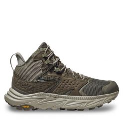 Trekkingi Hoka. Brązowe botki męskie HOKA, bez wzorów, z gore-texu, sportowe, bez obcasa, bez zapięcia. Za 759.99 zł.