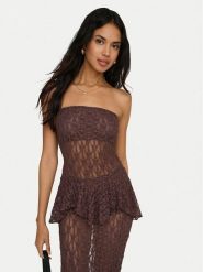 ONLY Top Aya 15375823 Brązowy ciemny Slim Fit. Brązowe topy damskie ONLY, l, bez wzorów, z syntetyku, bez kołnierzyka, bez ramiączek. Za 84.99 zł.