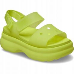 Sandały dla Kobiet Crocs Soho Frosted Y-Strap Sandal. Zielone sandały damskie Crocs, bez wzorów, z materiału, bez obcasa, na platformie, bez zapięcia. Za 289.99 zł.