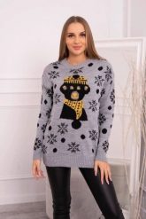 Sweter świąteczny z misiem szary. Szare swetry nierozpinane damskie KESI, l, bez wzorów, z wełny, wizytowe, bez kołnierzyka, plus size, bez ramiączek. Za 125.45 zł.