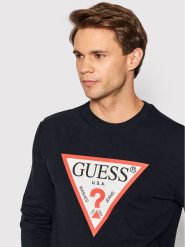 Guess Bluza M2YQ37 K6ZS1 Granatowy Slim Fit. Niebieskie bluzy męskie Guess, m, z aplikacjami, z bawełny, bez ramiączek, bez kaptura. Za 269.99 zł.