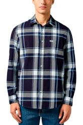 MESKA KOSZULA WRANGLER 1 PKT SHIRT LARGE INDIGO PLAID 112362898. Niebieskie koszule męskie Wrangler, m, bez wzorów, bez kołnierzyka, bez ramiączek. Za 169.99 zł.