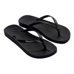 Klapki damskie Ipanema Anatomica Tan. Czarne klapki damskie Ipanema, bez wzorów, z materiału, bez obcasa, bez zapięcia. Za 52.99 zł.