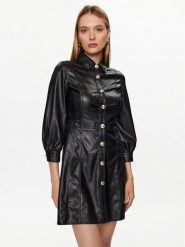 Liu Jo Sukienka z imitacji skóry MF3042 E0392 Czarny Regular Fit. Czarne sukienki damskie Liu Jo, bez wzorów, ze skóry, bez kołnierzyka, bez ramiączek. Za 789.99 zł.