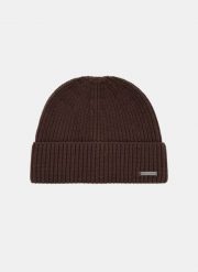 PAKO LORENTE – Brązowa wełniana czapka męska. Brązowe czapki męskie Pako Lorente, na zimę, bez wzorów, prążkowane. Za 249.99 zł.