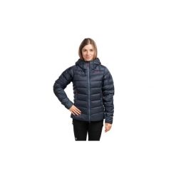 Kurtka puchowa damska Electron Pro Hoody Women. Niebieskie kurtki sportowe damskie RAB, bez wzorów, z puchu, bez ramiączek, z kapturem, trekkingowe. Za 1,419.99 zł.