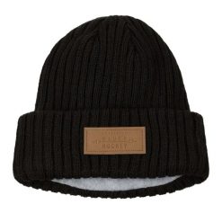Skórzana Czapka Unisex Dla Dorosłych. Czarne czapki damskie Bauer, bez wzorów, z dzianiny. Za 140.99 zł.