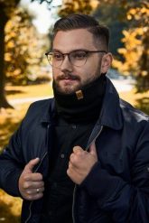 Komin zimowy męski Brødrene k2 czarny 9918. Czarne szaliki męskie bez wzorów. Za 45.00 zł.