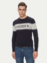 Guess Sweter M5GR05 Z3MI1 Granatowy Regular Fit. Niebieskie swetry męskie Guess, m, z aplikacjami, z bawełny, bez kołnierzyka, bez ramiączek. Za 199.99 zł.