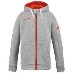 Bluza tenisowa Babolat Exercise Hood Jacket Jr. Szare bluzy damskie BABOLAT, bez wzorów, z bawełny, bez ramiączek, z kapturem. Za 240.00 zł.