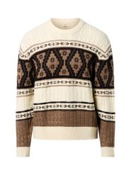 Redefined Rebel Męski sweter z dzianiny - RRHenson Mężczyźni Sztuczne włókno biały|brązowy|wielokolorowy wzorzysty, XXL. Białe swetry męskie Redefined Rebel, m, bez wzorów, z dzianiny, eleganckie, bez kołnierzyka, bez ramiączek. Za 249.95 zł.