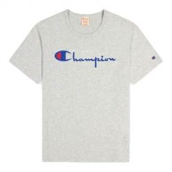 Koszulka sportowa męska Champion Reverse Weave Script Logo. Szare koszulki sportowe męskie Champion, l, bez wzorów, bez ramiączek. Za 175.00 zł.