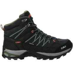 Buty trekkingowe męskie CMP Rigel Mid WP. Brązowe buty zimowe męskie CMP, bez wzorów, z materiału, bez obcasa, bez zapięcia. Za 399.99 zł.
