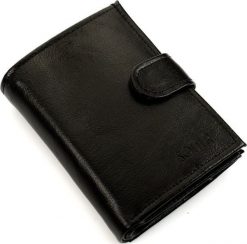 Solier Elegancki czarny skórzany męski portfel SOLIER SW04 uniwersalny. Czarne portfele męskie Solier, bez wzorów. Za 84.99 zł.
