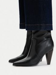 MEXX Botki EO-MI001804363W Czarny. Czarne botki damskie Mexx, bez wzorów, ze skóry, bez obcasa, na słupku, bez zapięcia. Za 379.99 zł.