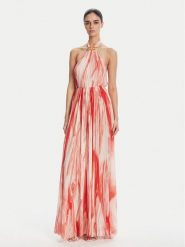 Elisabetta Franchi Sukienka letnia ABR4752E2 CP9 Czerwony Regular Fit. Czerwone sukienki damskie Elisabetta Franchi, na lato, bez wzorów, z syntetyku, bez kołnierzyka, bez ramiączek. Za 1,699.00 zł.