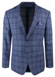 Lekka, Lniana Marynarka - MEN'SFIELD - Granatowa w Kratę. Niebieskie garnitury męskie MEN'SFIELD, m, bez wzorów, ze lnu, eleganckie, bez kołnierzyka, bez ramiączek. Za 675.00 zł.