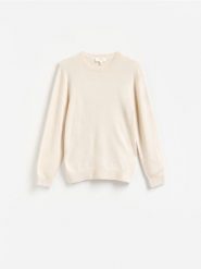 Sweter z wełną merino i kaszmirem - beżowy. Brązowe swetry męskie Reserved, l, bez wzorów, z kaszmiru, bez kołnierzyka, bez ramiączek. Za 299.99 zł.