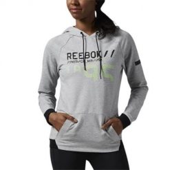 Bluza sportowa damska Reebok AJ7423. Szare bluzy damskie Reebok, l, bez wzorów, z tkaniny, eleganckie, bez ramiączek, z kapturem. Za 238.00 zł.