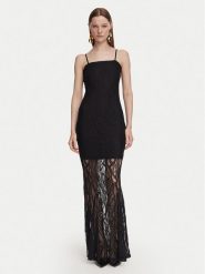 Guess Sukienka wieczorowa W6YK12 K4359 Czarny Slim Fit. Czarne sukienki damskie Guess, l, z aplikacjami, z syntetyku, wizytowe, bez kołnierzyka, bez ramiączek. Za 552.99 zł.