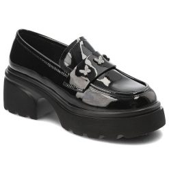 Czarne Półbuty Artiker Eleganckie Obuwie Damskie. Czarne półbuty damskie Artiker, z aplikacjami, ze skóry, eleganckie, bez obcasa, bez zapięcia. Za 259.00 zł.