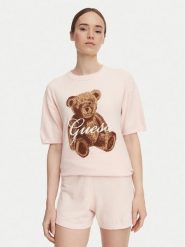 Guess T-Shirt O6BR03 Z1145 Różowy jasny Regular Fit. Czerwone t-shirty damskie Guess, l, z aplikacjami, z syntetyku, bez kołnierzyka, bez ramiączek. Za 234.99 zł.