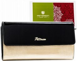 Portfel skórzany Peterson PTN LJ-415 czarny. Czarne portfele damskie Peterson, ze skóry. Za 184.99 zł.